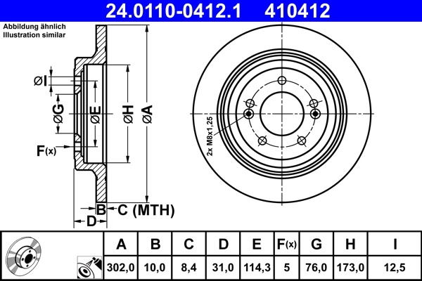 Disque de frein ATE 24.0110-0412.1