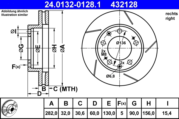 Disque de frein ATE 24.0132-0128.1