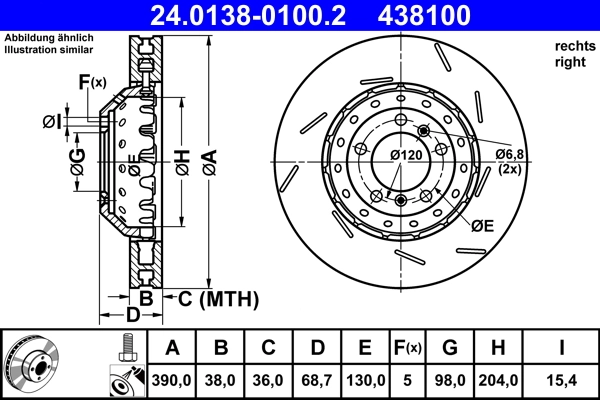 Disque de frein ATE 24.0138-0100.2