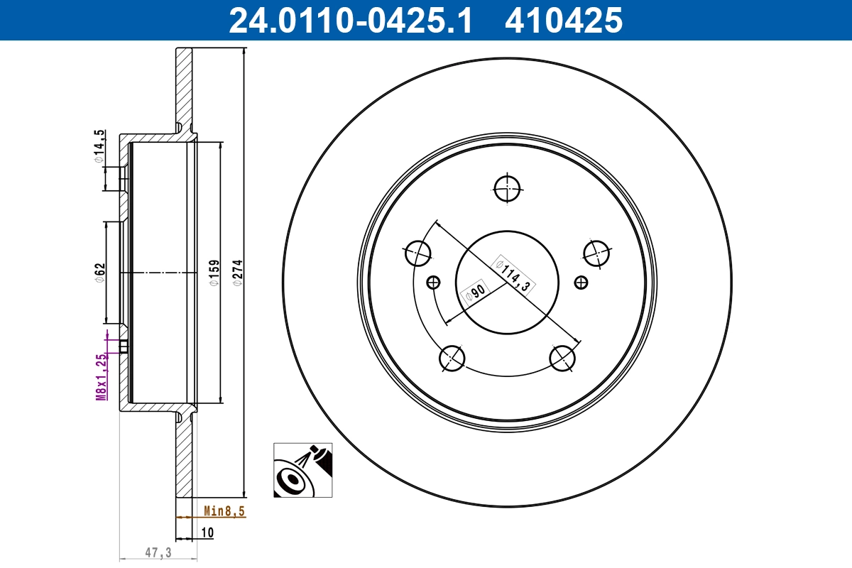 Disque de frein ATE 24.0110-0425.1