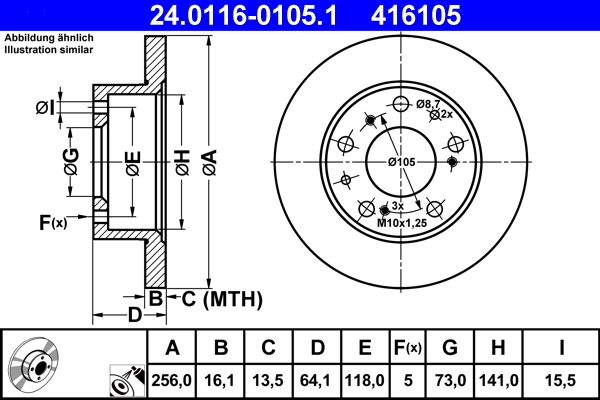 Disque de frein ATE 24.0116-0105.1