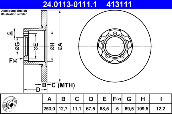 Disque de frein ATE 24.0113-0111.1