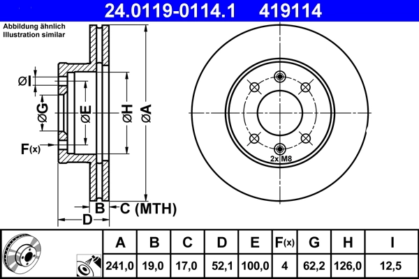 Disque de frein ATE 24.0119-0114.1