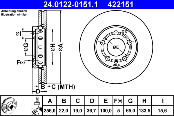 Disque de frein ATE 24.0122-0151.1