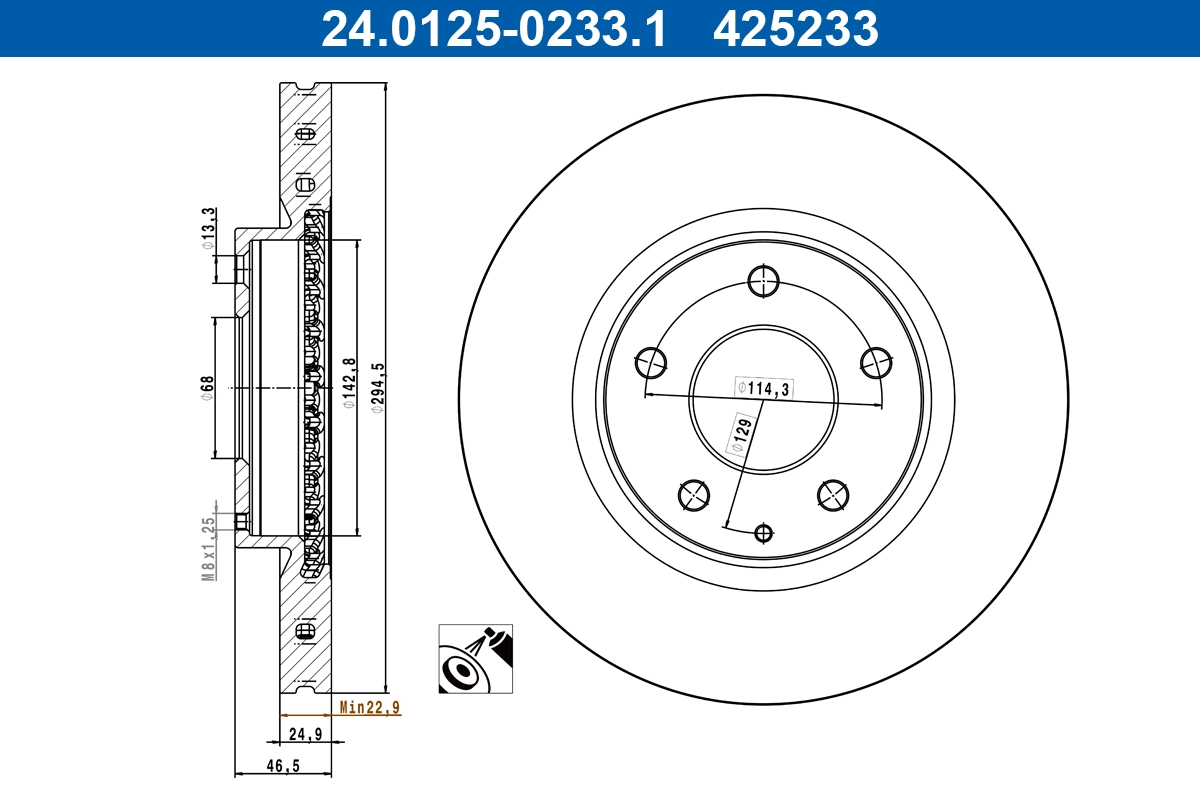 Disque de frein ATE 24.0125-0233.1
