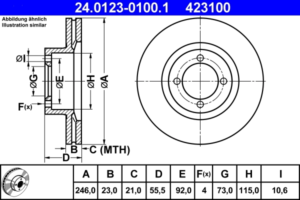 Disque de frein ATE 24.0123-0100.1