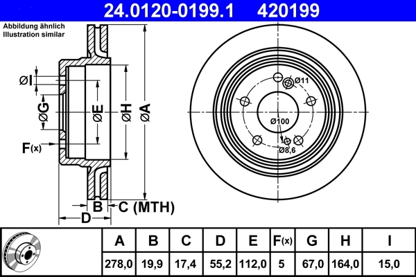 Disque de frein ATE 24.0120-0199.1