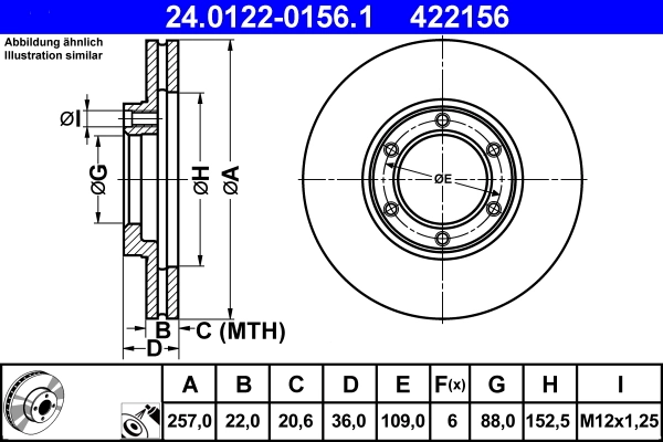 Disque de frein ATE 24.0122-0156.1