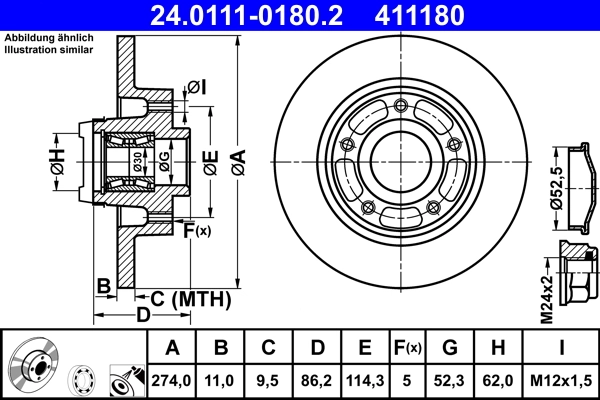 Disque de frein ATE 24.0111-0180.2