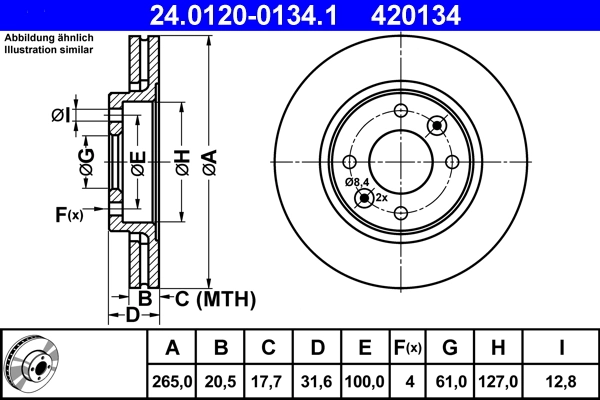 Disque de frein ATE 24.0120-0134.1