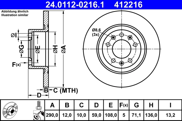 Disque de frein ATE 24.0112-0216.1