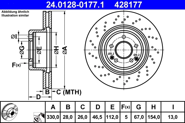 Disque de frein ATE 24.0128-0177.1