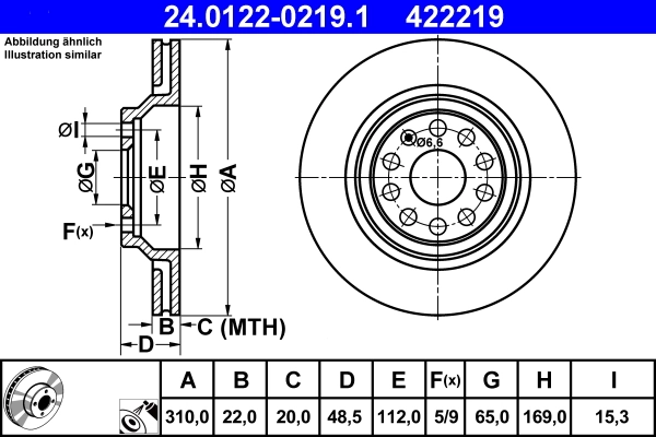Disque de frein ATE 24.0122-0219.1