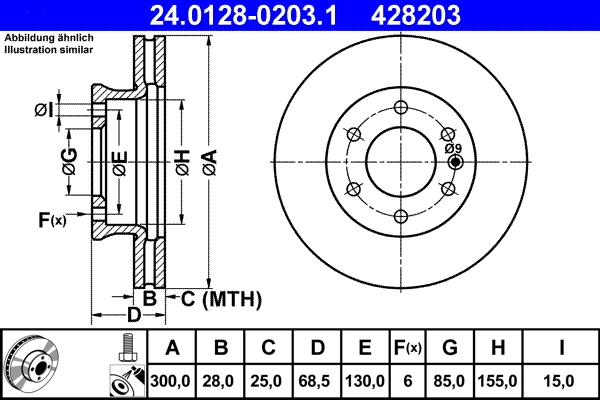 Disque de frein ATE 24.0128-0203.1