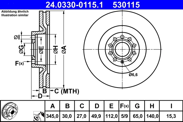 Disque de frein ATE 24.0330-0115.1
