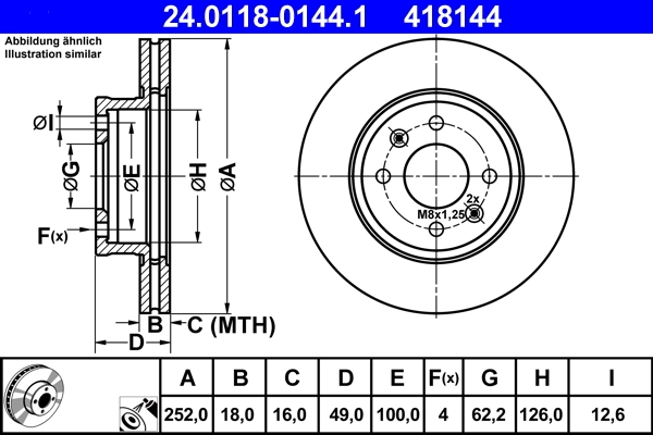 Disque de frein ATE 24.0118-0144.1