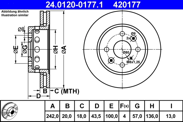 Disque de frein ATE 24.0120-0177.1
