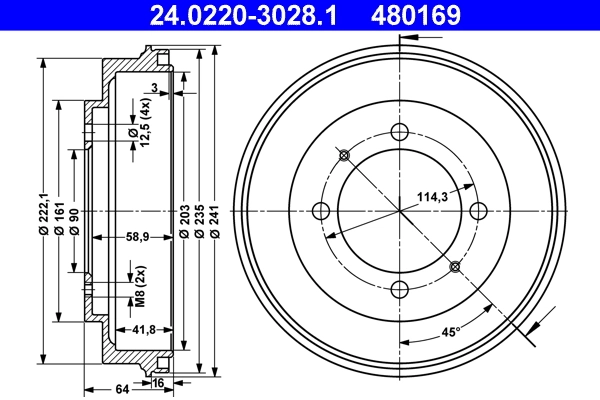 Tambour de frein ATE 24.0220-3028.1