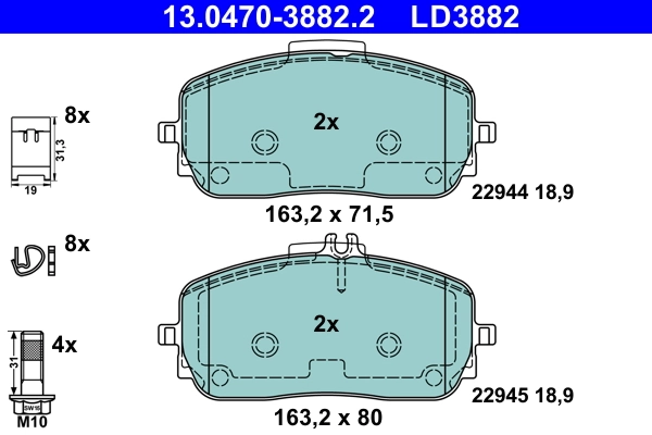 Kit de plaquettes de frein, frein a disque