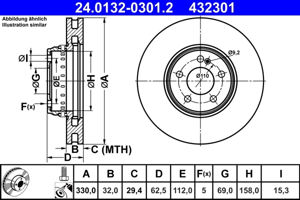 Disque de frein ATE 24.0132-0301.2