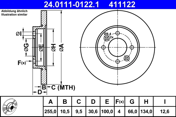 Disque de frein ATE 24.0111-0122.1