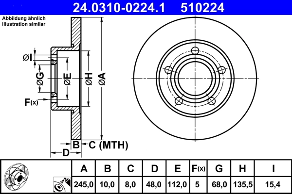 Disque de frein ATE 24.0310-0224.1