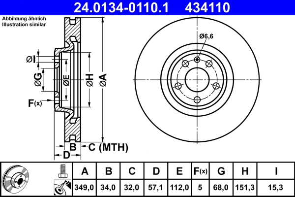 Disque de frein ATE 24.0134-0110.1