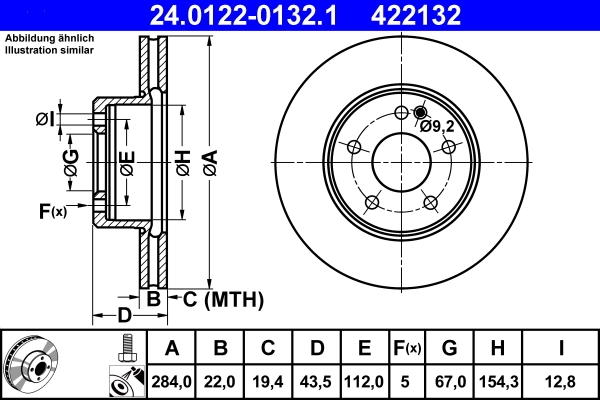 Disque de frein ATE 24.0122-0132.1
