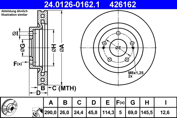 Disque de frein ATE 24.0126-0162.1