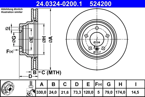 Disque de frein ATE 24.0324-0200.1