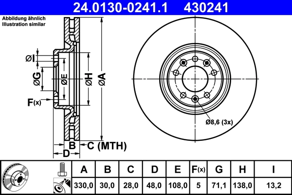 Disque de frein ATE 24.0130-0241.1