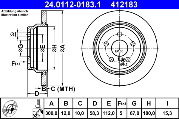 Disque de frein ATE 24.0112-0183.1