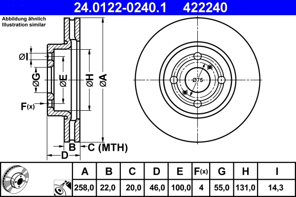 Disque de frein ATE 24.0122-0240.1