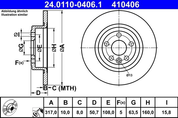 Disque de frein ATE 24.0110-0406.1
