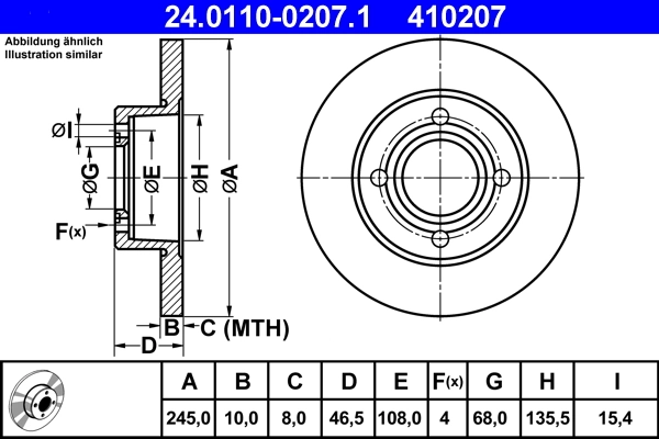 Disque de frein ATE 24.0110-0207.1