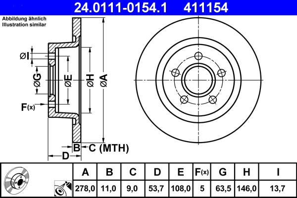 Disque de frein ATE 24.0111-0154.1