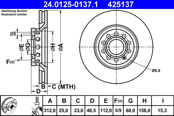 Disque de frein ATE 24.0125-0137.1
