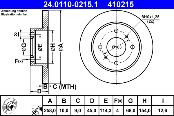 Disque de frein ATE 24.0110-0215.1