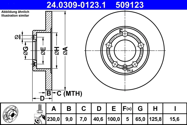 Disque de frein ATE 24.0309-0123.1