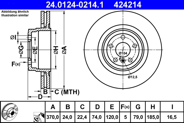 Disque de frein ATE 24.0124-0214.1