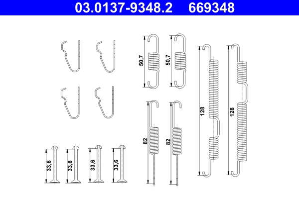 Kit d'accessoires, mâchoire de frein ATE 03.0137-9348.2