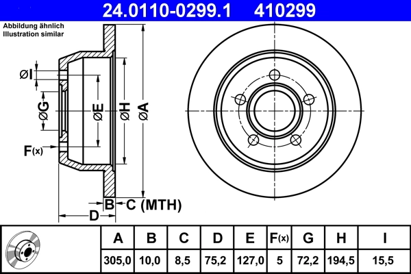 Disque de frein ATE 24.0110-0299.1