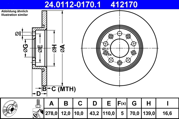 Disque de frein ATE 24.0112-0170.1