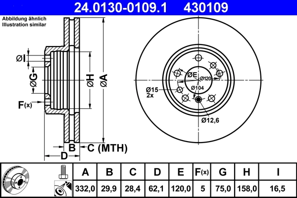 Disque de frein ATE 24.0130-0109.1