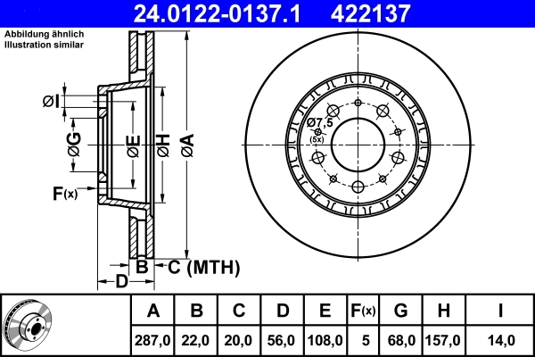 Disque de frein ATE 24.0122-0137.1