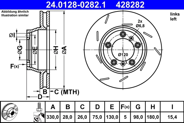 Disque de frein ATE 24.0128-0282.1