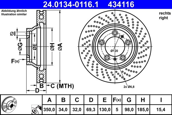 Disque de frein ATE 24.0134-0116.1