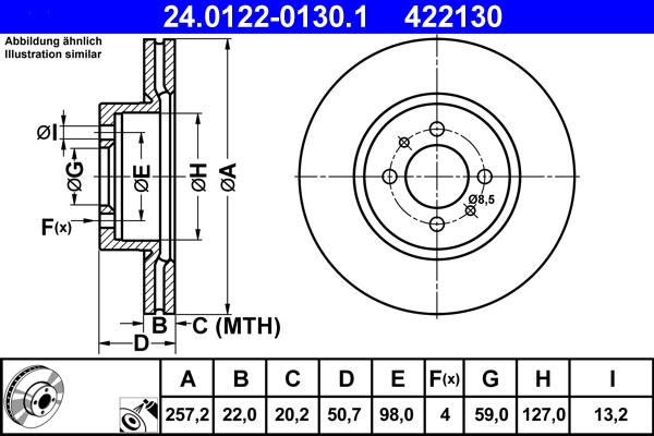 Disque de frein ATE 24.0122-0130.1