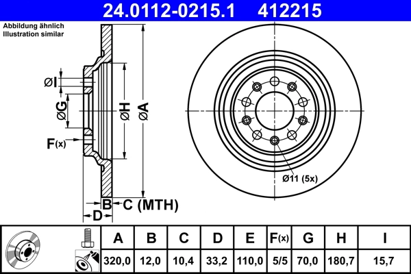 Disque de frein ATE 24.0112-0215.1