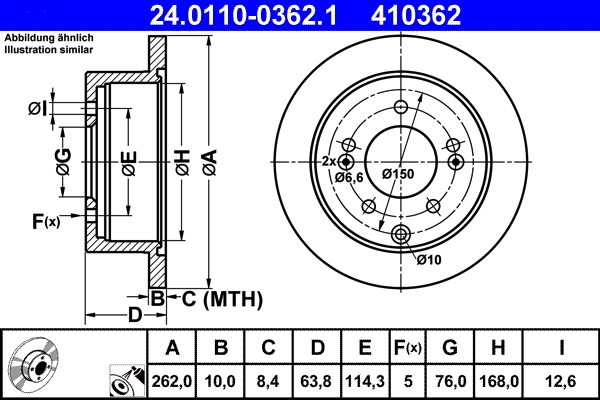 Disque de frein ATE 24.0110-0362.1